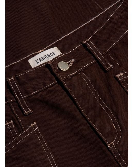 L'Agence Brown Cody Cropped Barrel-Leg Jean