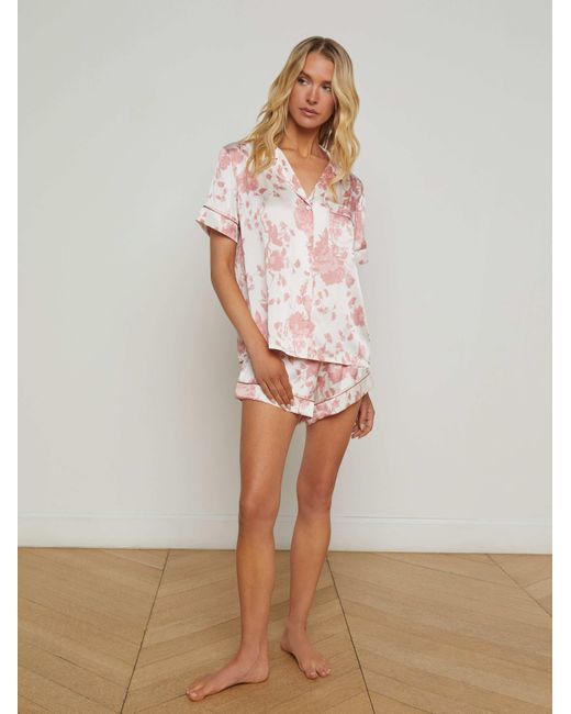 L'Agence White Inez Silk Short Pajama Set