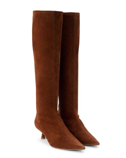 L'Agence Brown Emilie Suede Kitten-Heel Boot