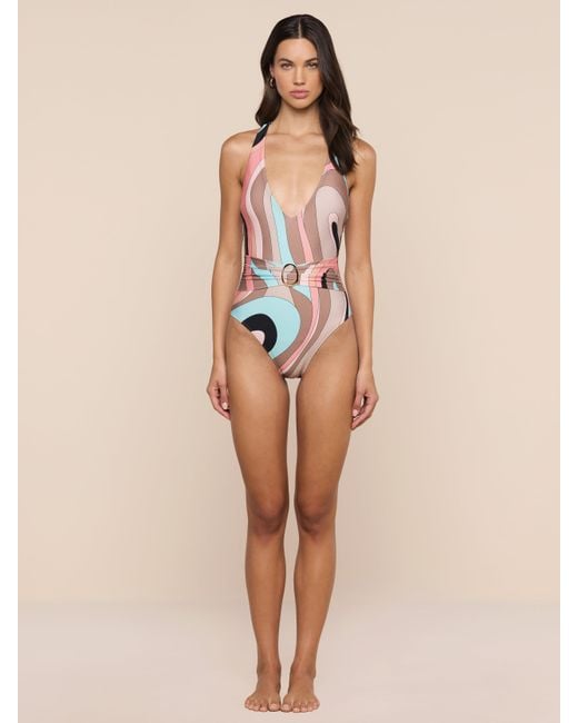 L'Agence Natural Lisa Plunge One-Piece Swimsuit