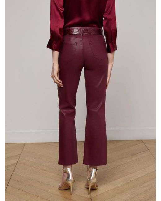 Jean 7/8 Évasé En Denim Enduit Kendra, Enduit Bordeaux Foncé L'Agence en coloris Red