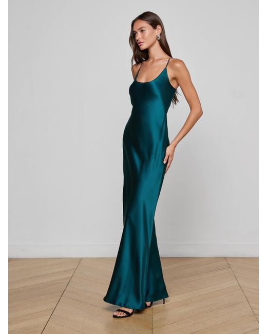 Robe De Soirée En Soie Charmaine, Bleu Sarcelle Profond L'Agence en coloris Blue