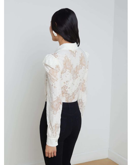 L'Agence White Jenica Lace Blouse Top
