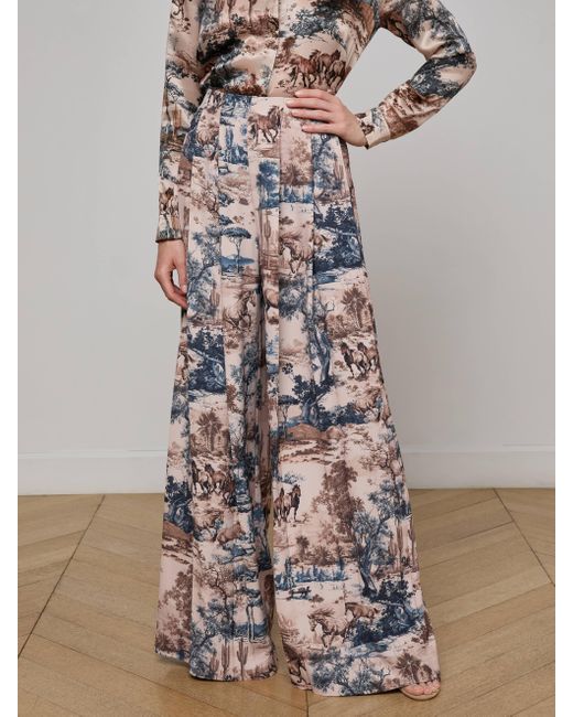 Pantalon Large En Tissu Plissé Nova, À Imprimé Toile Style Western L'Agence en coloris Natural