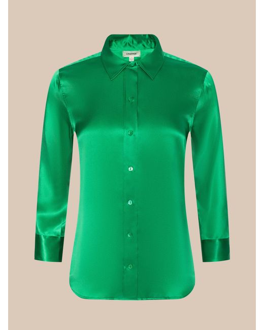 L'Agence Green 'Agence Dani Silk Blouse Top