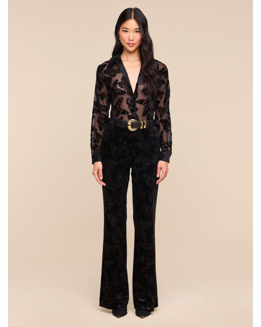 L'Agence Blue Laurent Velvet Blouse Top
