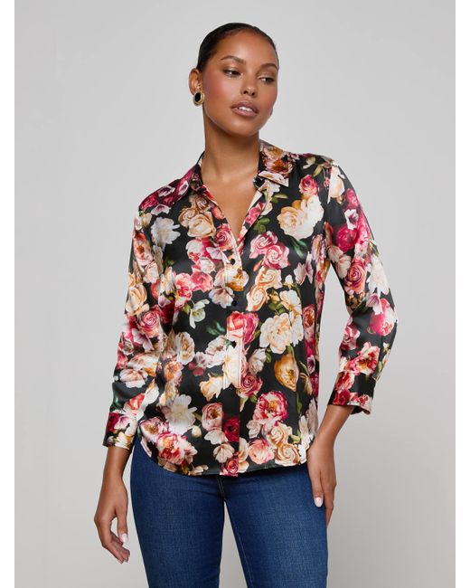 Chemisier En Soie Dani, Motif À Fleurs Multicolore L'Agence en coloris Blue