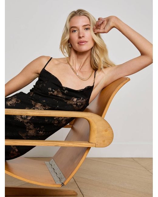 Robe Longue En Dentelle Bettie, Noir L'Agence en coloris Black