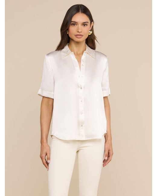L'Agence White Ellah Short Sleeve Blouse