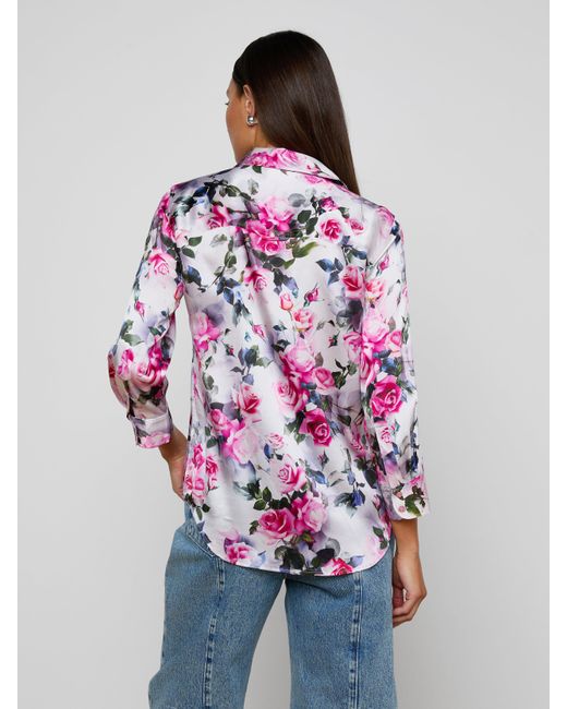 Chemisier En Soie Dani, Imprimé À Roses Roses L'Agence en coloris Multicolor