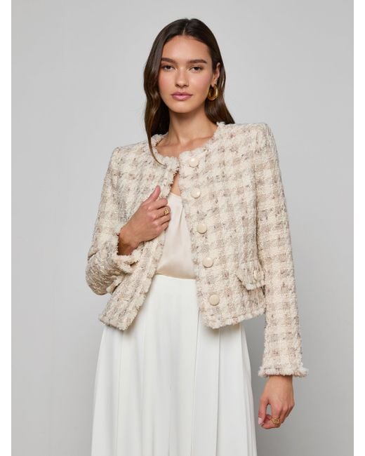 L'Agence Natural Zell Houndstooth Tweed Jacket