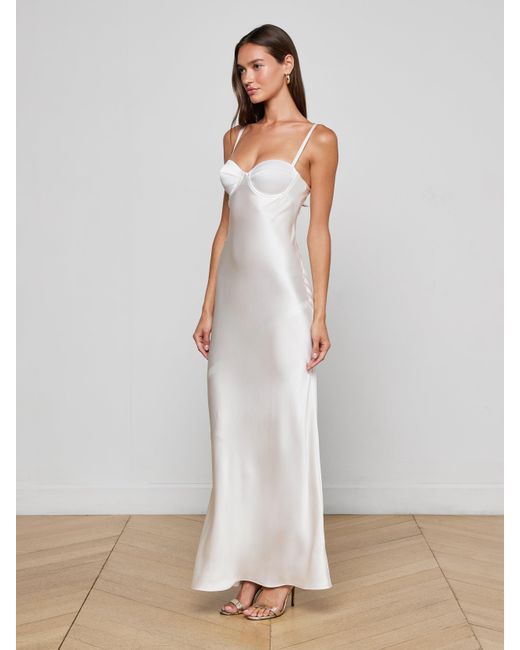 L'Agence White Sayla Silk Gown