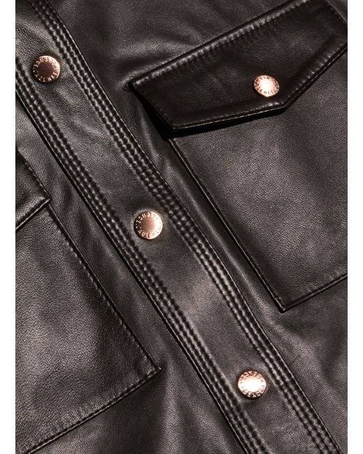 L'Agence Black Avina Leather Shirt