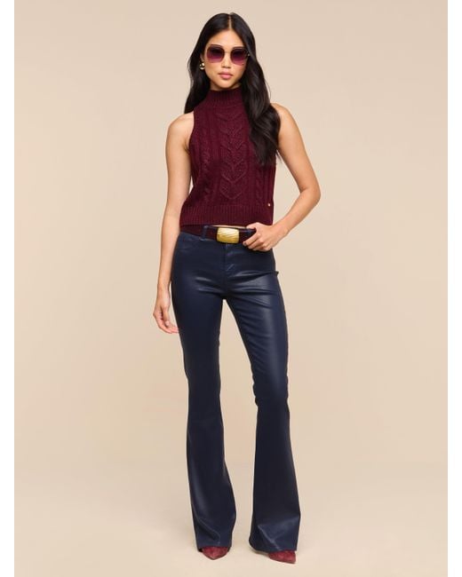 L'Agence Red Bellini Cable-Knit Top