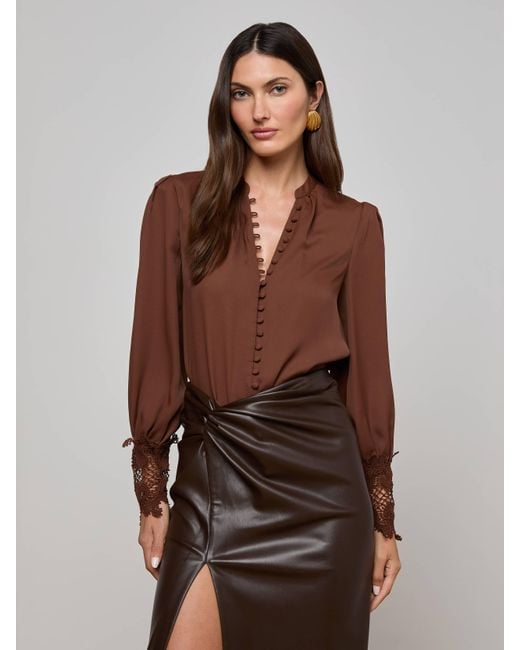 L'Agence Brown Ava Blouse Top