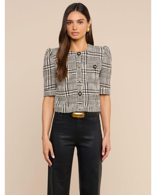 L'Agence Multicolor Allegra Cropped Tweed Jacket