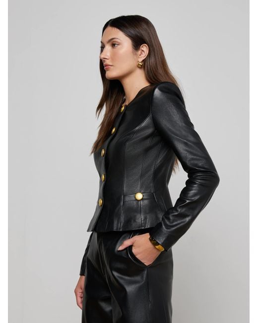 L'Agence Black Mariella Leather Jacket