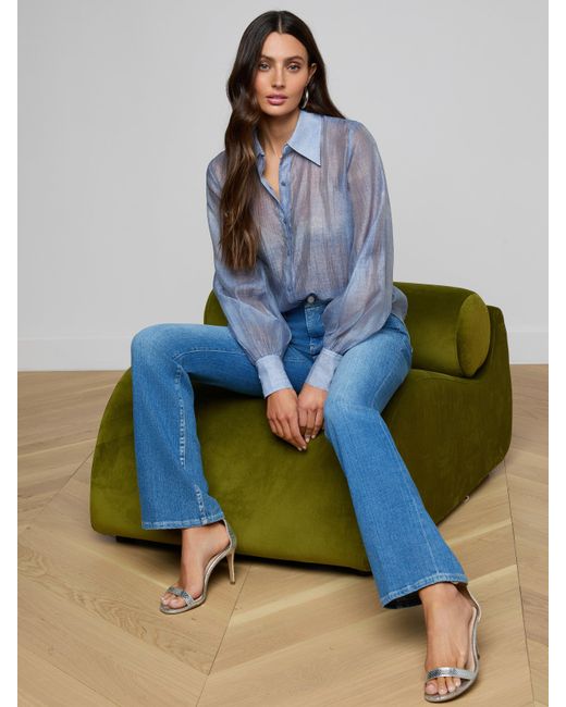 L'Agence Blue Jayleen Blouse Top