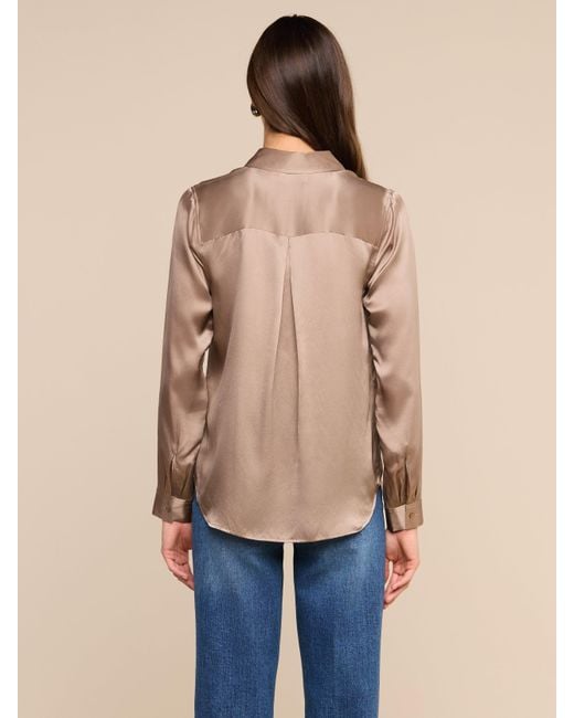 L'Agence Brown Tyler Silk Blouse Top