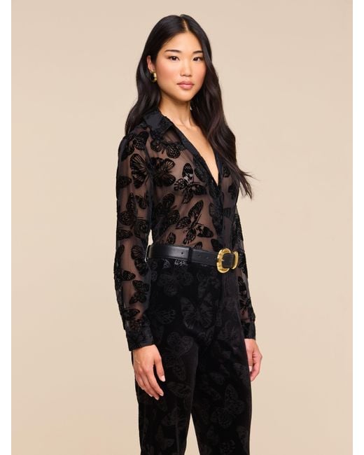 L'Agence Blue Laurent Velvet Blouse Top
