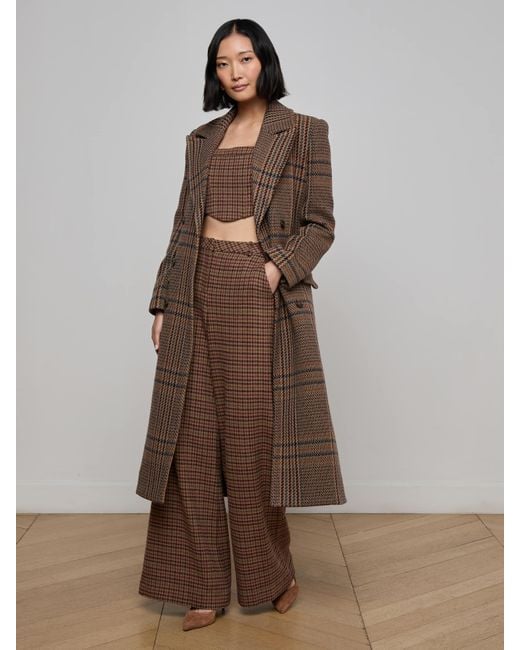 Manteau Long À Carreaux Kolina, Motif À Carreaux Marron L'Agence en coloris Brown