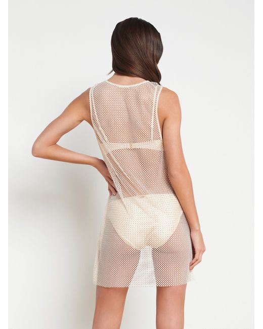 L'Agence White Angela Mesh Cover-up Dress