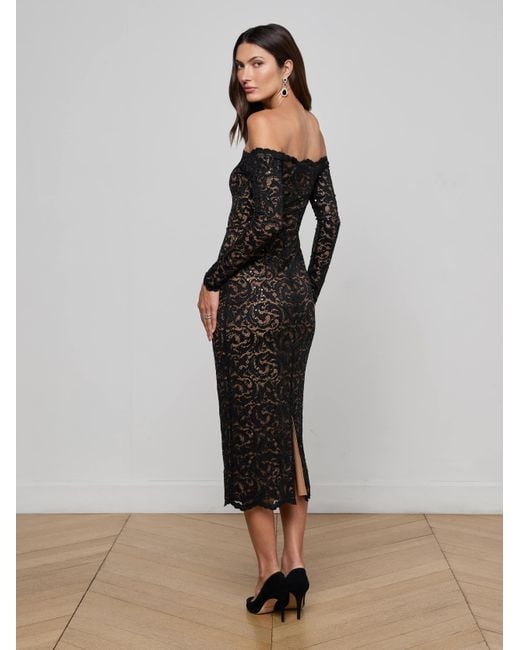 Robe En Dentelle À Sequins Lindsay, Noir L'Agence en coloris Black
