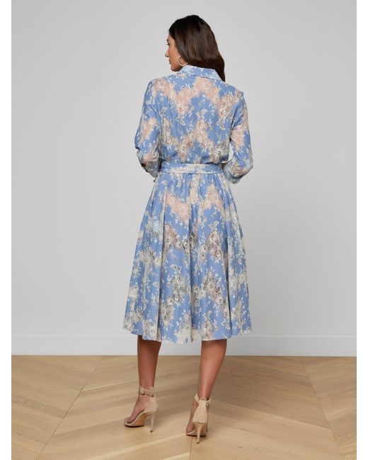 L'Agence Blue Ralphie Lace Midi Dress
