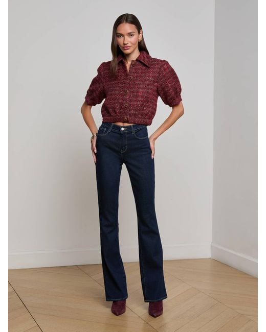 L'Agence Red Cove Cropped Tweed Jacket