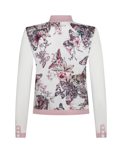 Cardigan Avec Dos En Satin Nomi, Ivoire/Rose/Imprimé Jungle Papillons Coloré L'Agence en coloris White