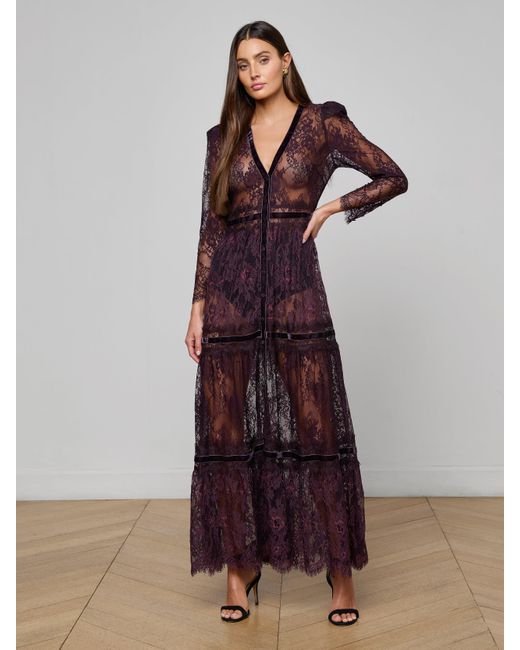 L'Agence Multicolor Poe Lace Maxi Dress