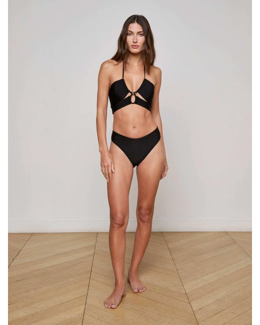 L'Agence Black Sirena Halter Bikini Top
