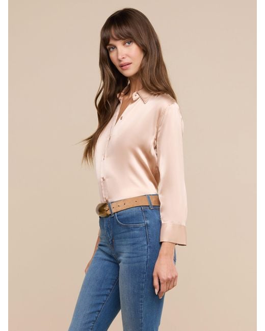 L'Agence Natural Dani Silk Blouse Top