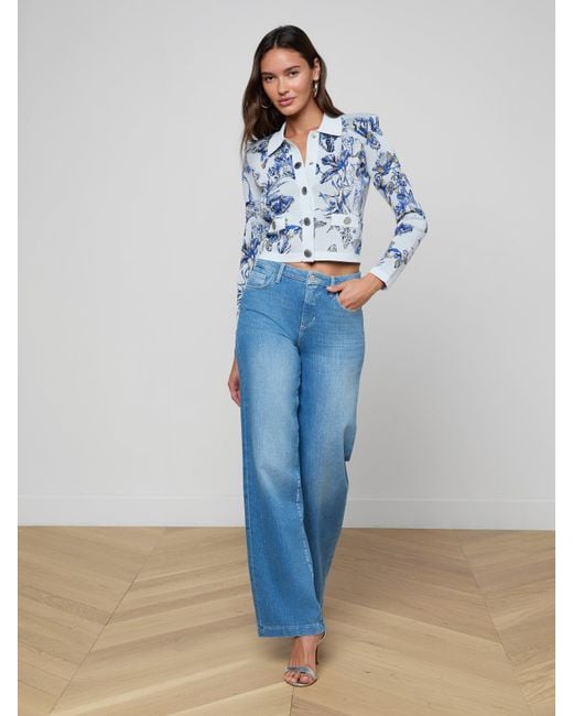 L'Agence Blue Osiris Jacquard Cardigan