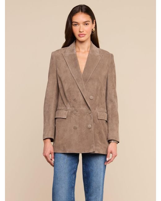 L'Agence Brown Aimee Oversized Suede Blazer