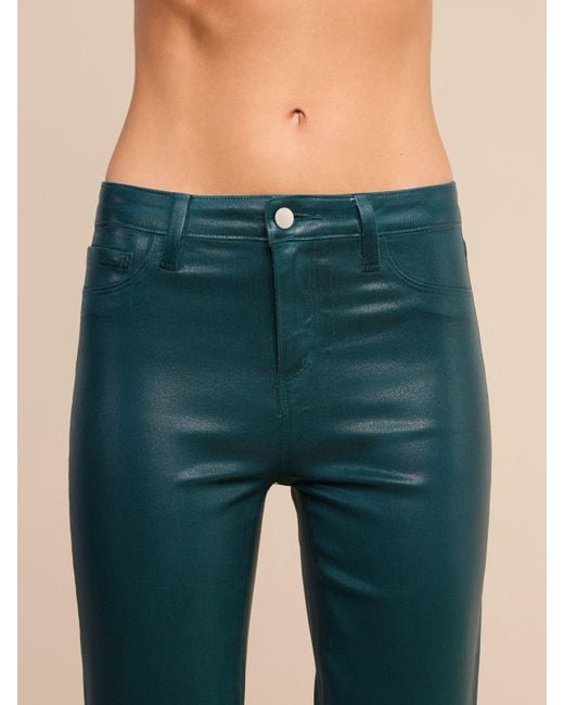 L'Agence Blue Kendra Coated Cropped Flare Jean