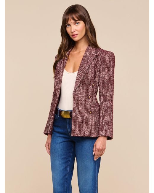 L'Agence Purple Karima Tweed Blazer
