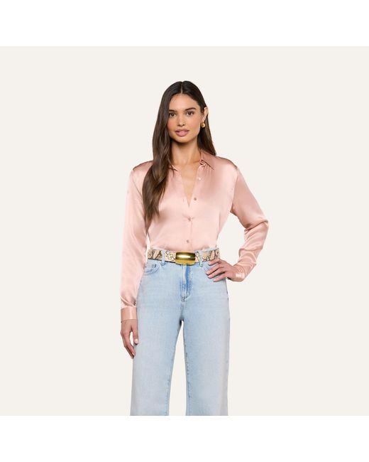 L'Agence Blue Tyler Silk Blouse Top
