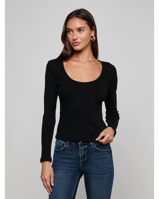 T-Shirt À Encolure Dégagée Scarlet, Noir L'Agence en coloris Black