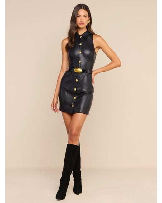 L'Agence Black Apolline Vegan Leather Dress