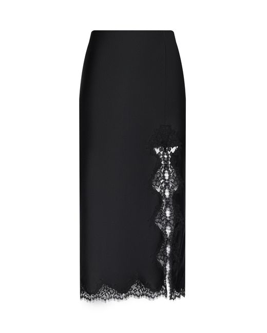 L'Agence Black Tico Silk Lace Skirt