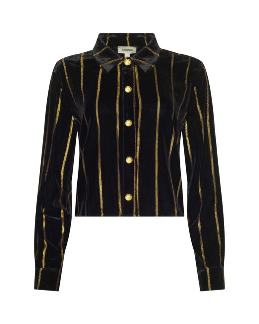 L'Agence Blue Cosette Velvet Shirt