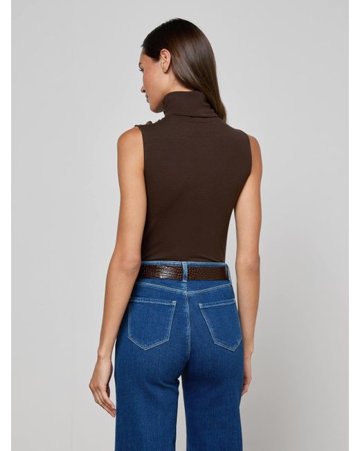 L'Agence Blue Ceci Sleeveless Turtleneck