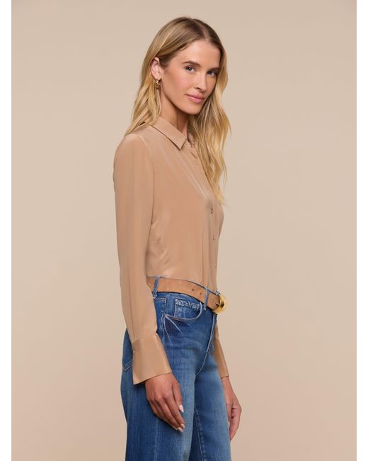 L'Agence Blue Babette Silk Blouse Top
