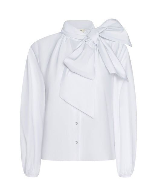 L'Agence Natural Deon Tie-Neck Blouse Top