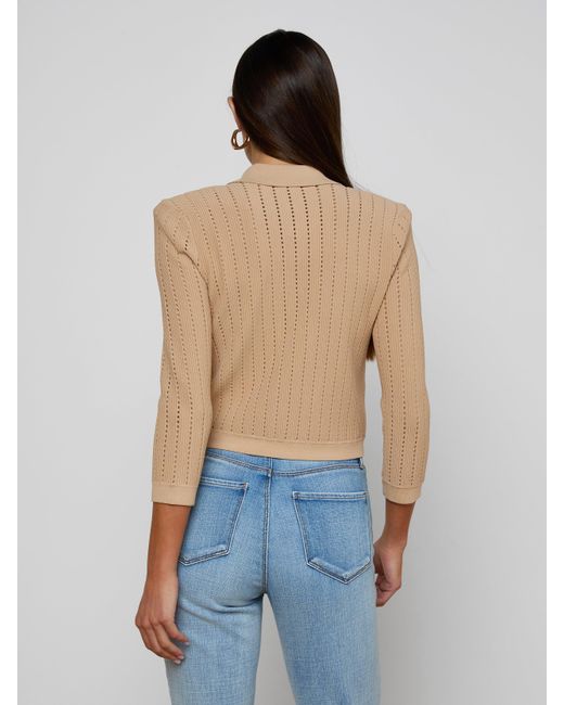 Cardigan À Col Risa, Amande Clair/Doré L'Agence en coloris Blue
