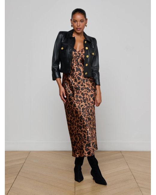 L'Agence Multicolor Kumi Cropped Leather Jacket