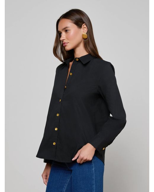 L'Agence Blue Ellery Button-Down Shirt