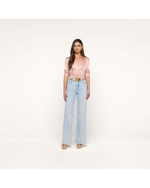 L'Agence Blue Tyler Silk Blouse Top