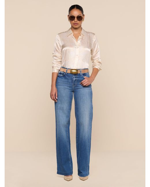 L'Agence Blue Tyler Silk Blouse Top